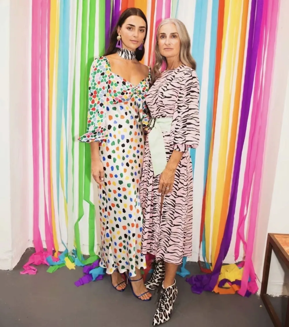 Vintage colorful dot print autumn summer dress women square neck slim waist satin party dress robe femme dropshipping