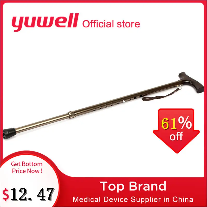 

Yuwell 1Pc Folding T-handle 5 Modes Adjustable Elderly Walking Stick Safety Old Man Aluminum Lightweight Crutch Health Care Tool