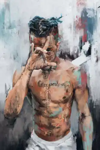 GX464 XXXTentacion постер рэп хип хоп музыка звезда певец картина маслом печать холст