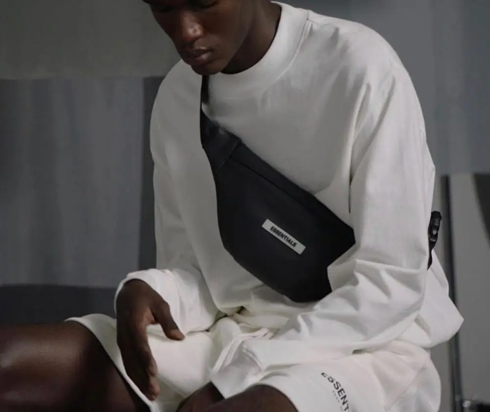 

Mens Essentials Waterproof Sling Bag Black PU Chest Bag Waist Bag Shoulder Backpack Cross Body Travel