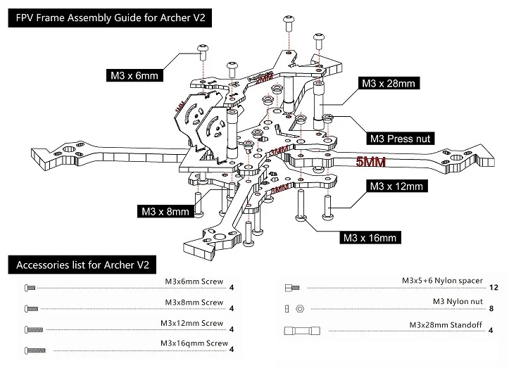 IFLIGHT Wing Archer X5 V2 колесная база 212 FPV Гоночная машина кронштейн Гоночная рама