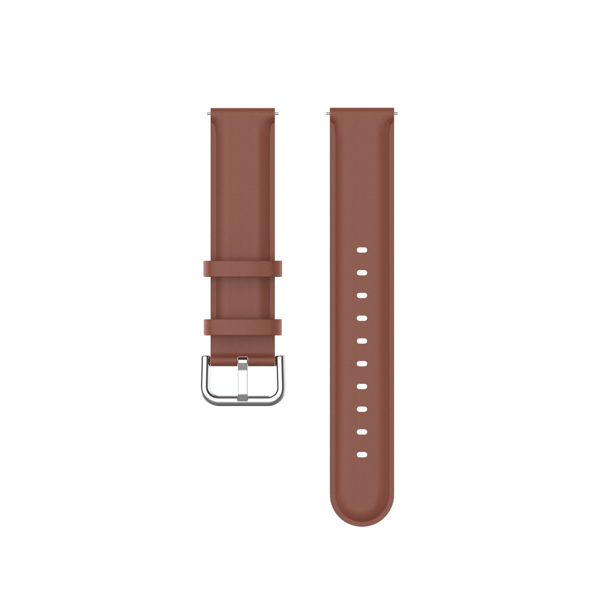 22mm Universal Watch Band Round Tail Leather Watch Strap for Huawei Watch GT2 Pro/ Zeblaze GTS/ BW-HL3/ Haylou LS05