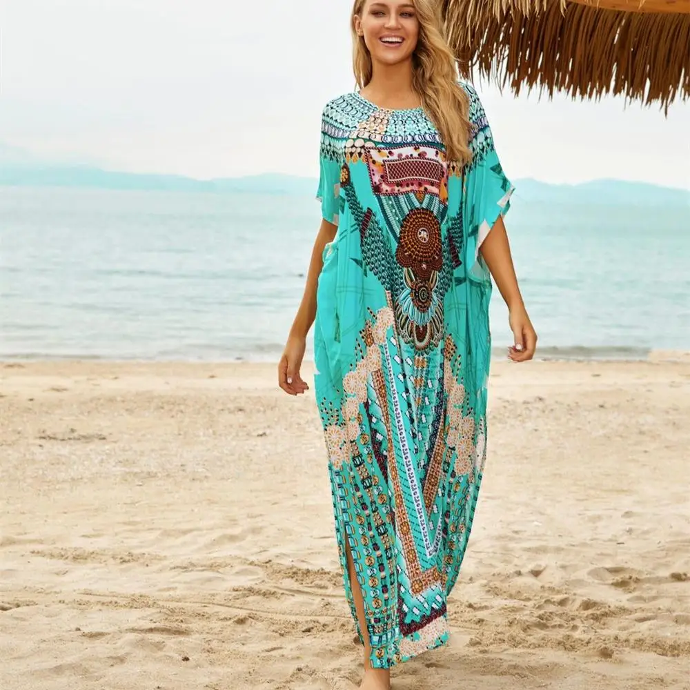 Платье-Кафтан размера плюс Туника длинное кимоно Caftan платье Ночная рубашка