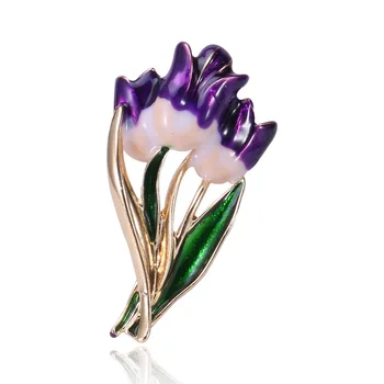 

Young Tulip two color choose brooch elegant daffodil shape brooches for women flower shape enamel brooches high quality fashion