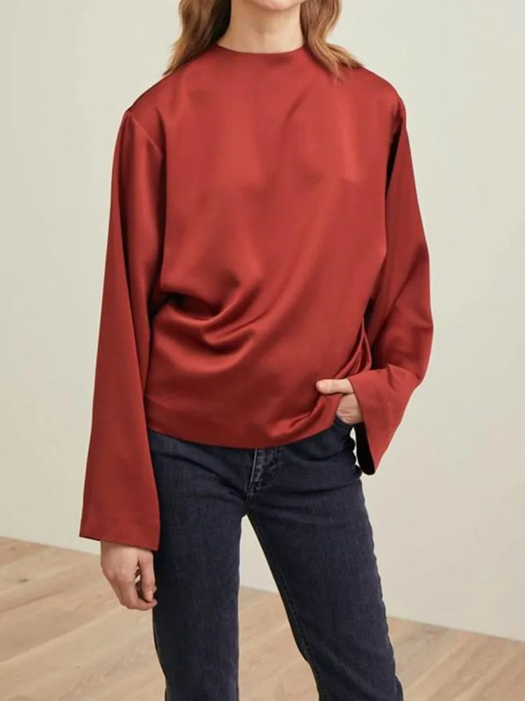 

Autumn Women's Blouse casual long-sleeved Big sleeve wide cuff shirt famel top clothing