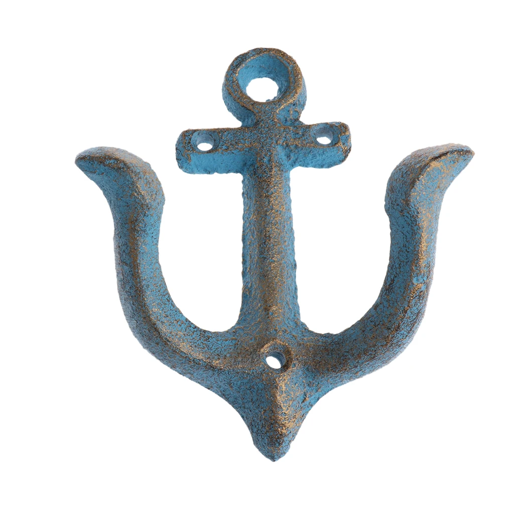 Metal Anchor Hooks Wall Door Mounted Clothes Towel Hat Key Hanger  White Red Blue Brown andcrafted classic antique cast iron