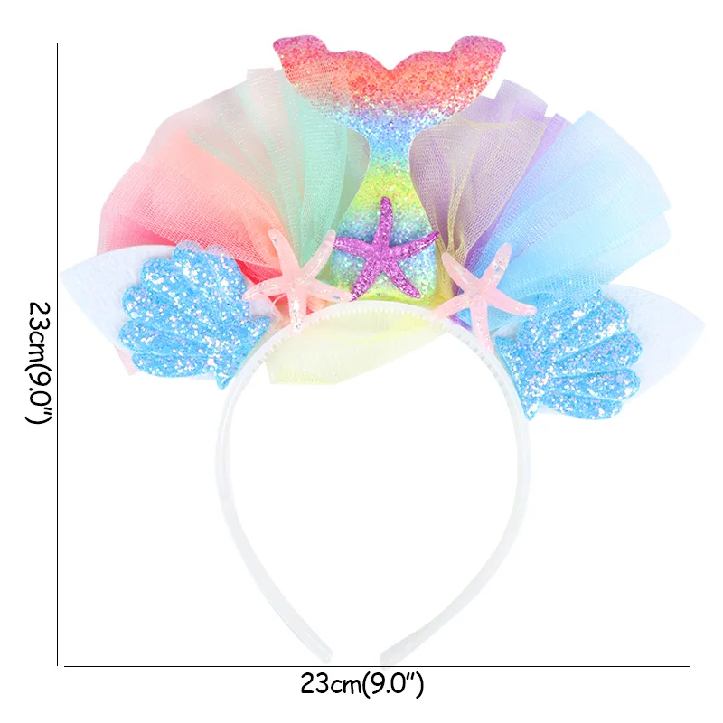 1pc headband E Glitter mermaid fish scale paper plates Party decoration Birthday Treat kid tableware Baby shower supplies 1st Birth day parties - Цвет: 1pc headband E