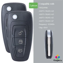 KEYECU 2 Pieces/Lot Flip Remote Control Key   3 Buttons 434MHz ID83 Chip   FOB for Ford Mondeo Focus C Max Grand C Max 5WK49986