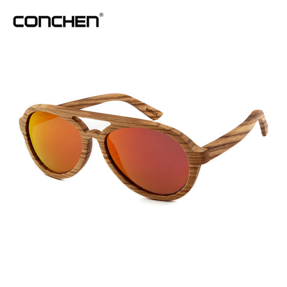 Новые Деревянные солнцезащитные очки CONCHEN 2018 женские модные с зеркальными