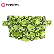 Кожаная змеиная поясная сумка для женщин с заклепками, нагрудные сумки через плечо, поясные сумки с заклепками, змеиный принт, повседневные нагрудные сумки, зеленые полиуретановые поясные сумки