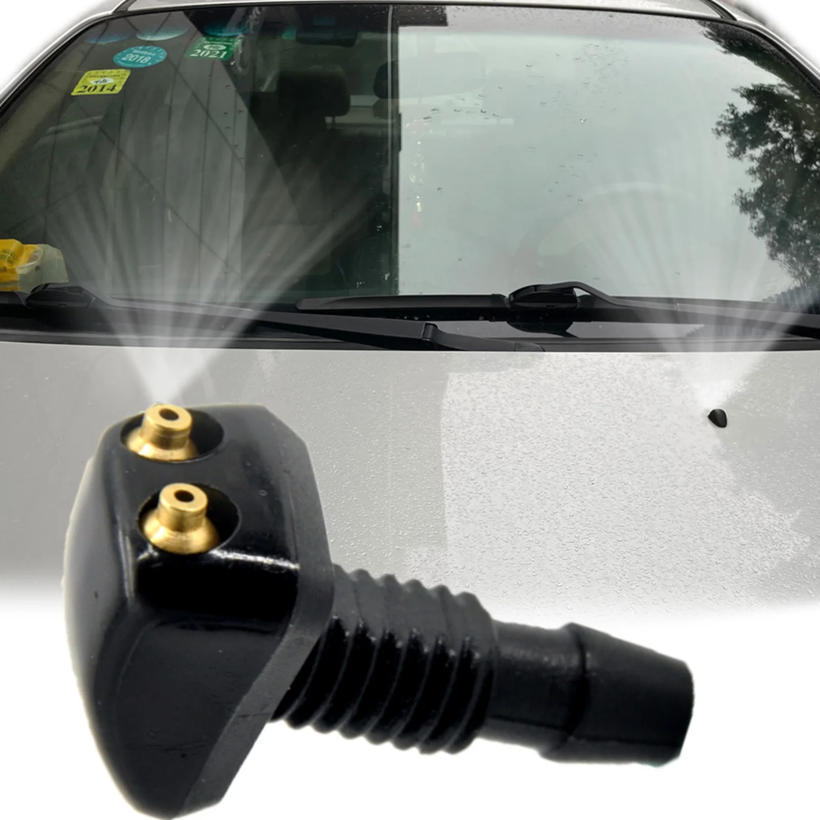 2x Universal Front Windshield Washer Wiper Nozzle Sprayer Sprinkler Water Spout Outlet For Toyota Mazda Hyundai Vauxhall Fiat