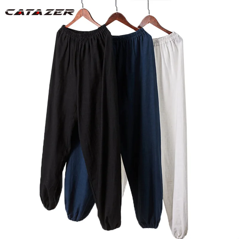 Pantaloni In Cotone Spesso Tai Chi Kung Fu Shaolin Taoist Arti Marziali Pantaloni Wushu Pantaloni In Lino Elastico In Vita Di Alta Qualità