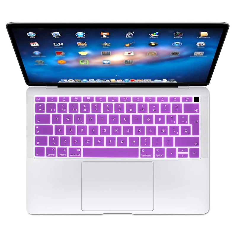 Purple Клавиатура с испанским языком для новейшего Macbook Air 13,3 дюймов retina A1932 для MacBook Air 13 чехол для клавиатуры - Цвет: Purple
