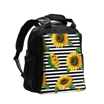 

Diaper Bag Sunflowers On Ribbon Illustration Maternity Nappy Bag with Newborns Foldable Changing Pad Diaper Cover Mat