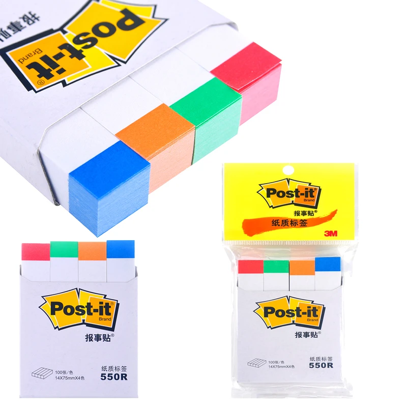 3M 4 Paket Ini 5 Warna Pack Indikasi Label 100 Halaman Per Warna Arsip Label Posting 670-5AN Lengket Catatan Kertas