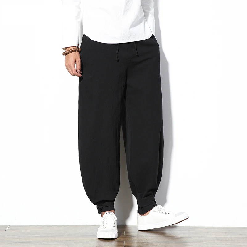Sinicism Store 5XL хлопковые льняные шаровары мужские штаны для бега брюки Китайская