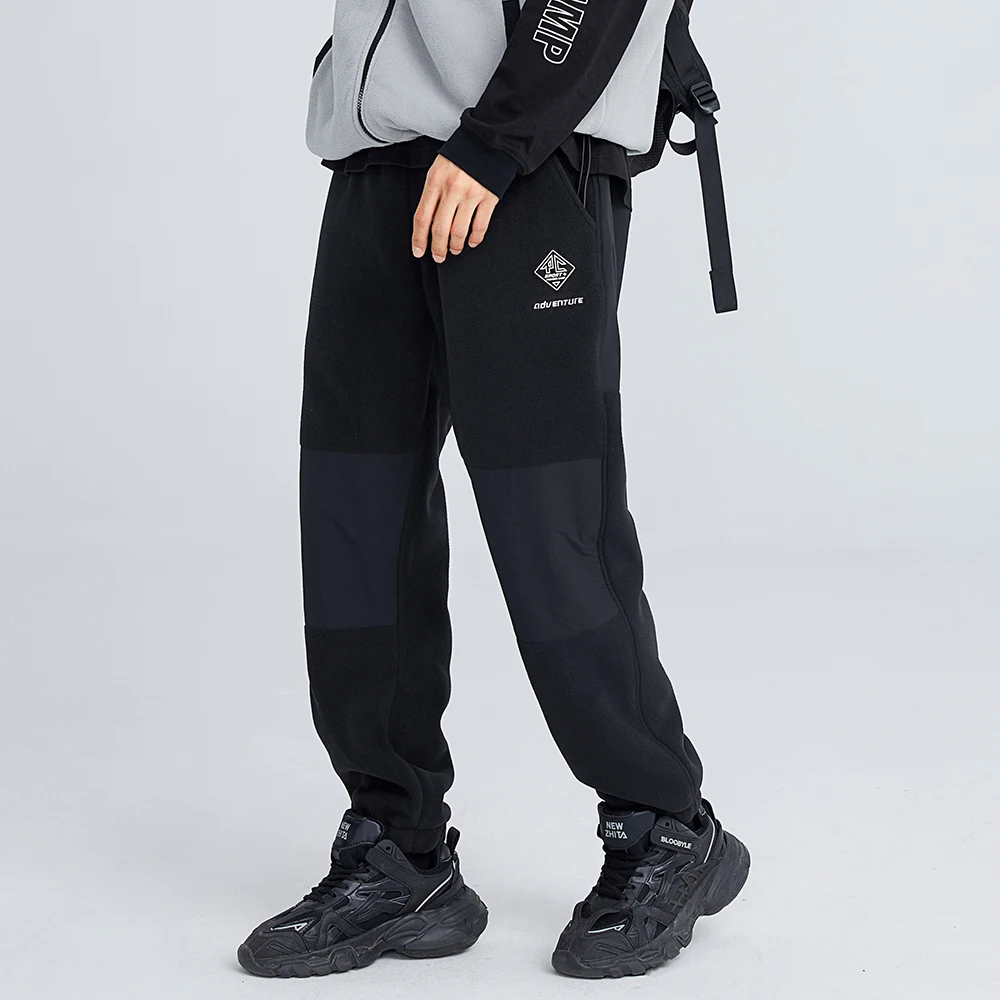 Pioneer Camp New Warm Fleece Sweatpants Men Elastic Bottom Male Patchwork Sweat Pants for Autumn Winter XZS102158