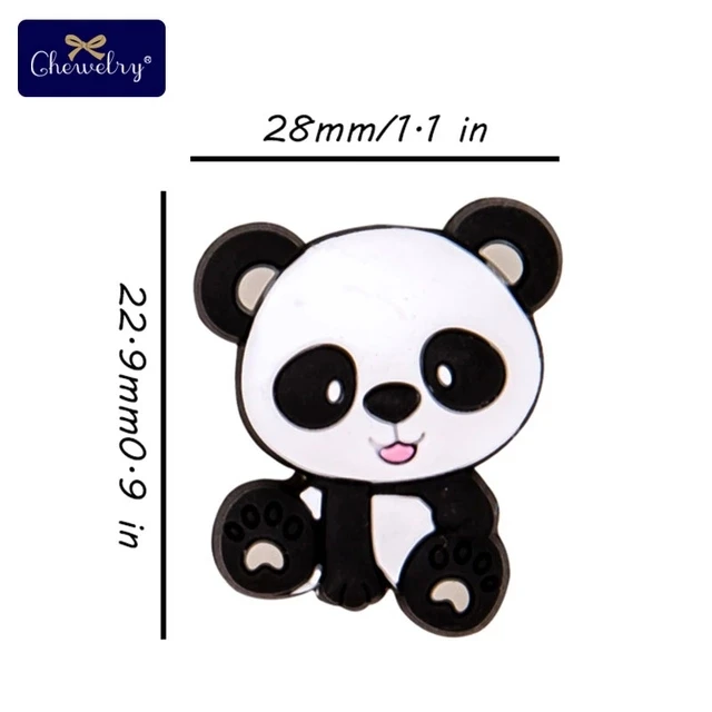 Gray Panda 50 шт. без БФА, силиконовый бисер Панда Кролик грызун детский Прорезыватель своими руками соска подвеска на цепочке-ожерелье аксессуары для жевания и кусания игрушки - Цвет: Gray Panda