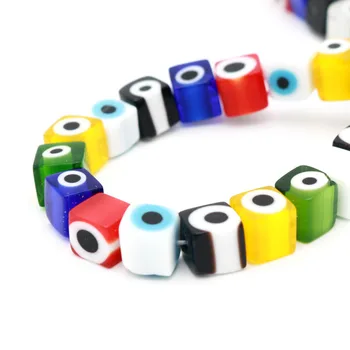 

48pcs/Lot 7mm Square Shape Spacer Beads Evil Eye Beads Resin Spacer Beads For Jewelry Making Bracelet Necklace Charms