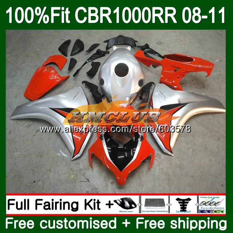 Литья под давлением для HONDA CBR1000 RR CBR 1000 RR 2008 2009 2010 2011 79CL. 2 Оранжевый Серебряный CBR 1000RR CBR1000RR 08 09 10 11 обтекатель oem