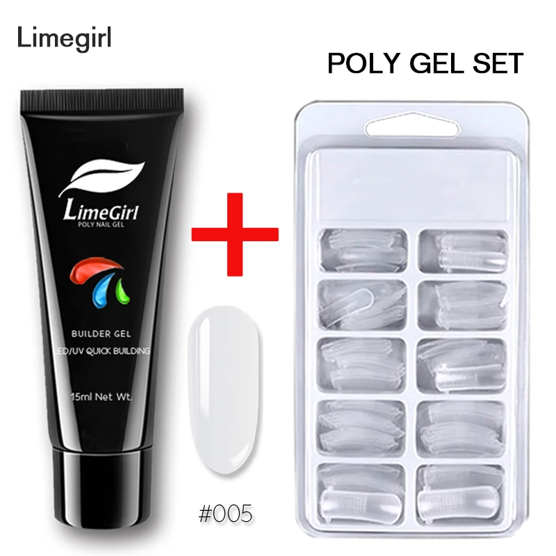 Polygel Французский ногтей акрил поли-моментальный эффект! УФ гель светодиодный гель Советы повышения скольжения раствор быстрая удлинительные гель-лака для нейл-арта 2 шт./компл - Цвет: 05 set
