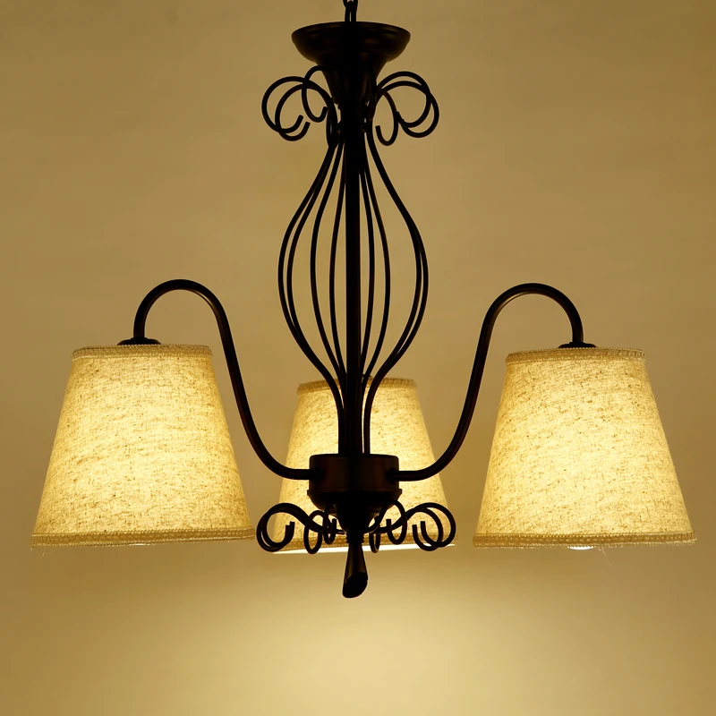 

European Style Village Living Room French Fabric Retro Pendant Light pendant lights