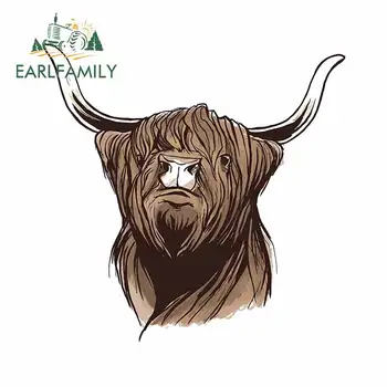 

EARLFAMILY 13cm x 13cm For Scottish Highland Cattle Car Stickers Vinyl Material Decal Personality Creative For JDM SUV RV