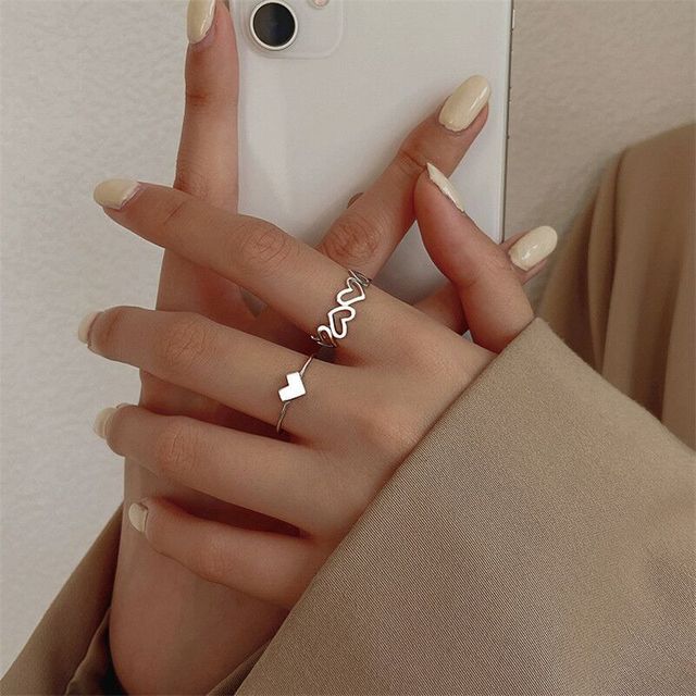 Women Ring Set Punk Cool Anillos Vintage Simple Black Cross Chain Joint Rings Sets Women Accessories Jewelry Gifts Party
