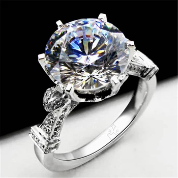 

Test Positive 4Ct 10mm D-E Lab-Grown Moissanite Diamond Ring dependable 925 Sterling Silver Engagement Ring Female Ring
