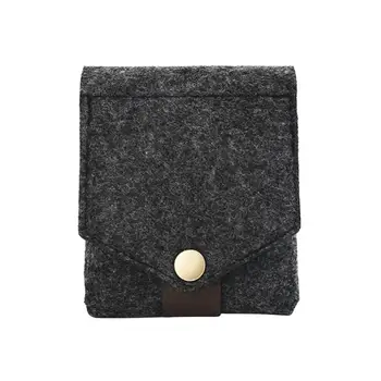 

1 pc Lipstick Bag Felt Square Mini Portable Snap Button Storage Pouch Makeup Bags with Mirror for Women Girls