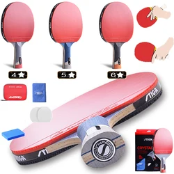 6/5/4 Star Table Tennis Racket Professional Carbon Offensive Light Weight Ping Pong Paddle Glued With Pimples In Rubber