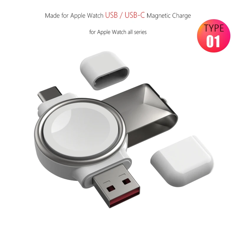 magsafe duo charger New Watch Magnetic Charger USB Type-C Portable Fast Charging for Apple iWatch Series 7 6 5 4 3 2 SE Wireless Charge Adapter wireless phone charger Wireless Chargers