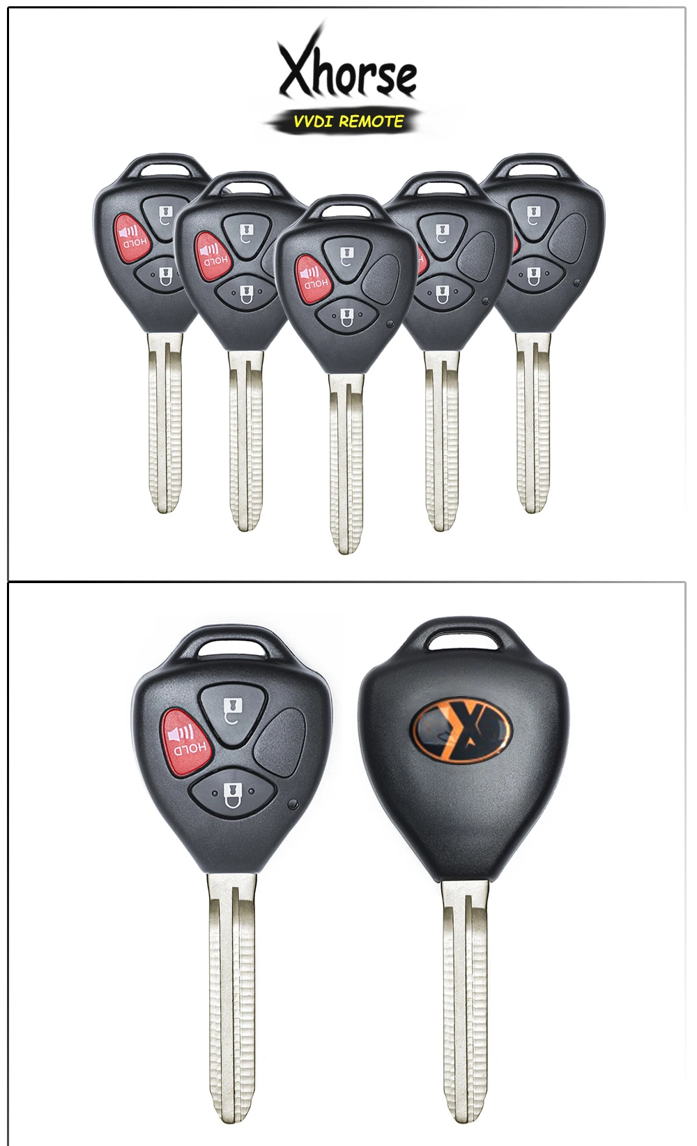 KEYECU 5x(английская версия) для Toyota Тип Универсальный 4 кнопки дистанционного ключа брелок для VVDI ключ инструмент VVDI2