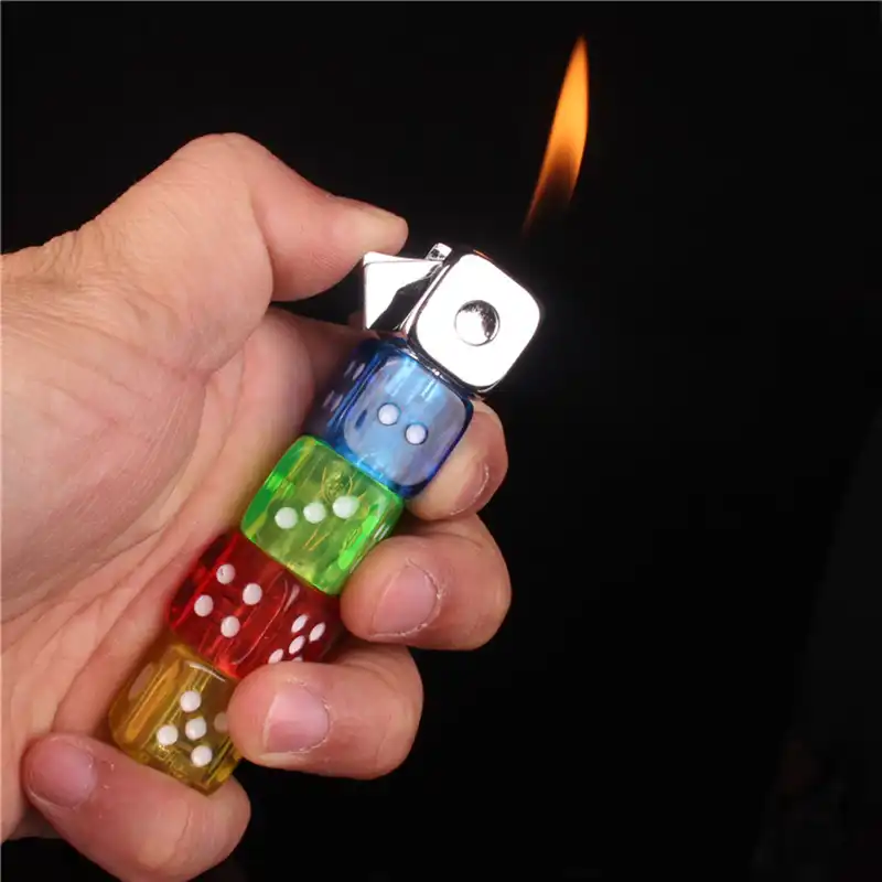 Mechero de tubo de Gas recargable butano de juguete brillante divertido  encendedor de dados de fuego con personalidad| | - AliExpress