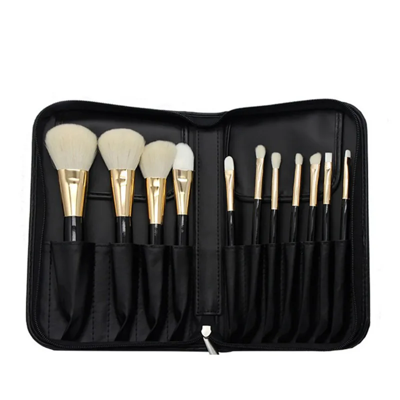 

11pcs Makeup Brushes Set Exquisite Beauty Tools Kit Make up Brushes Wooden White Spike wool Soft Eye Makeup Brush with PU bag
