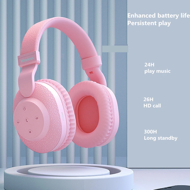 New wireless Bluetooth cartoon headphones with mic support TF card FM music HiFi noise reduction headphones