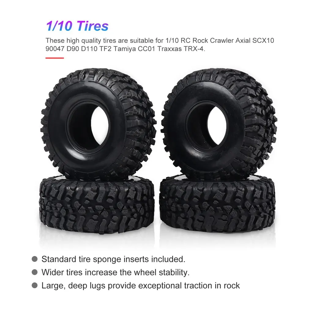 4 шт. 120 мм 1," шины с пеной для 1/10 RC Рок Гусеничный осевой SCX10 90047 D90 D110 TF2 Tamiya CC01 Traxxas TRX-4