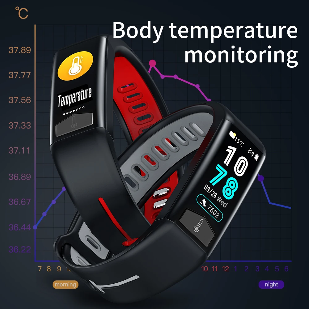

Smart Band ECG Body Temperature Heart Rate Monitor Fitness Bracelet IP68 Waterproof Multiple Sports Modes Heath Bracelet For Men