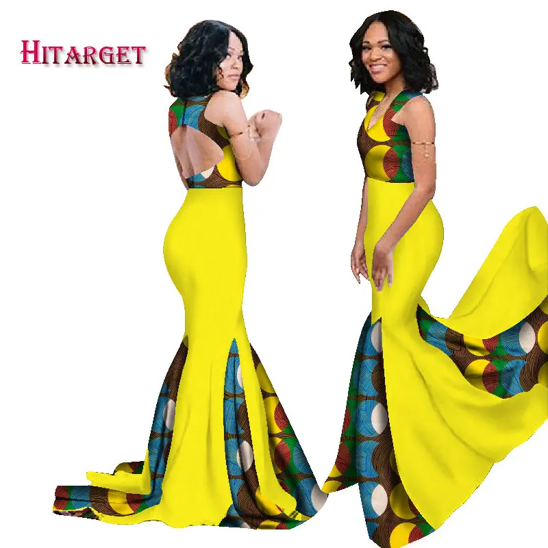 Новые африканские платья для женщин Холтер длинное платье хлопок Принт воск размера плюс 6XL без рукавов модное сексуальное вечернее платье WY1123