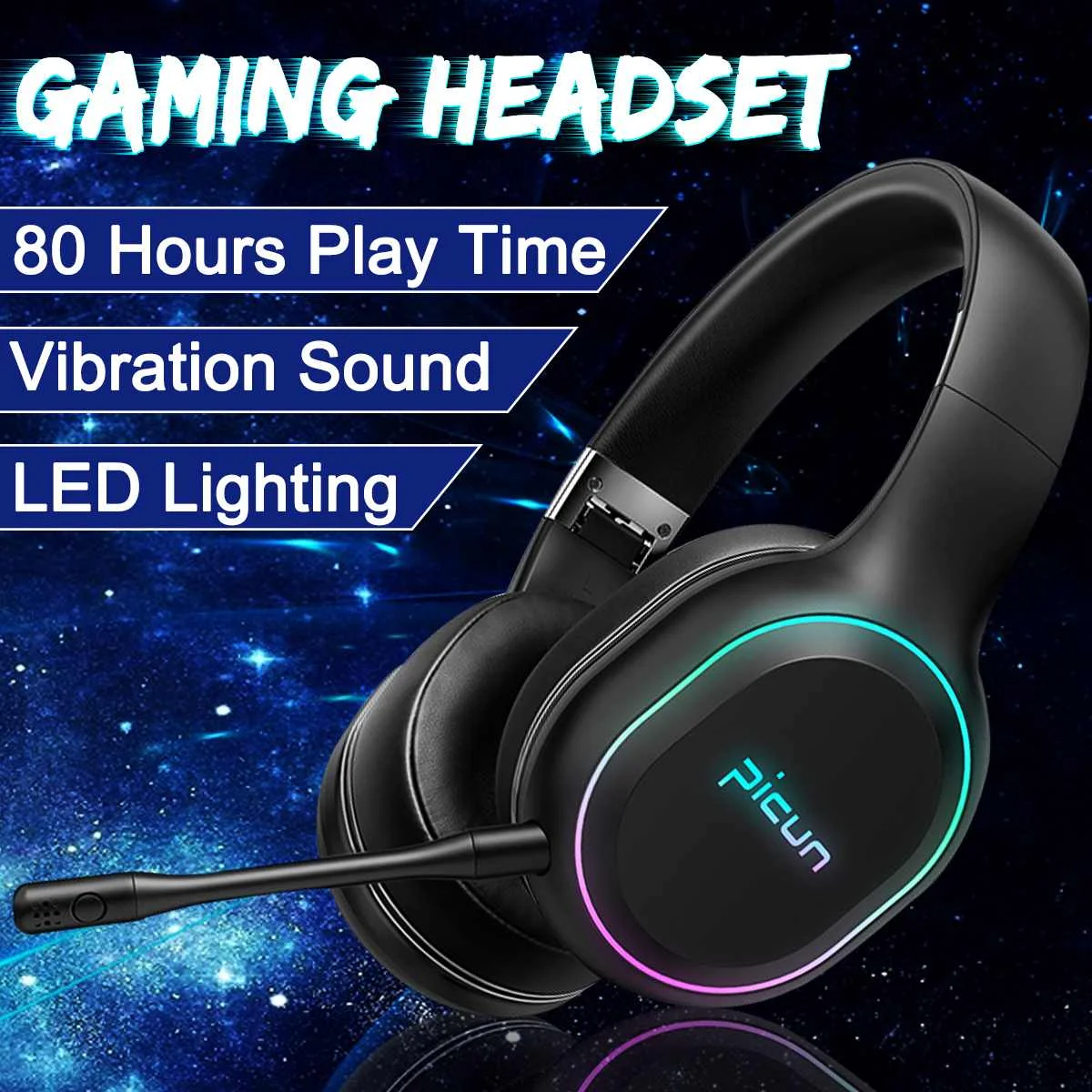 Беспроводные bluetooth Накладные наушники красочные RGB светодиодный светильник игровая гарнитура с микрофоном для геймеров ПК телефонов