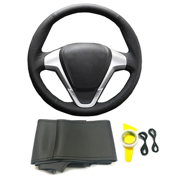 

DIY hand-sewing genuine leather braid on steering wheel cover for Ford Focus 3 MK3 2012 2013 2014 Kuga Escape accessories