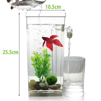 

Creative Ecological Small Aquarium Square Fish Tank Lazy Desktop Fish Tank Aquarium Goldfish Fish Bowl Automatic Water Change