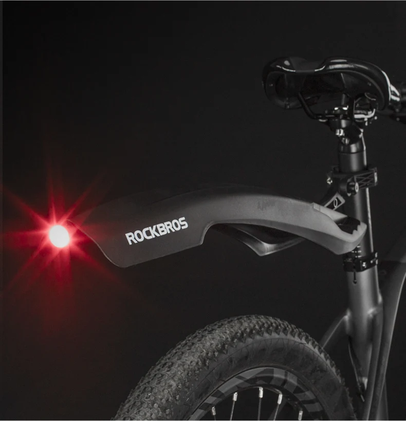 RockBros Bicycle Fenders Telescopic Folding MTB Bike Free Mudguard Taillight HP