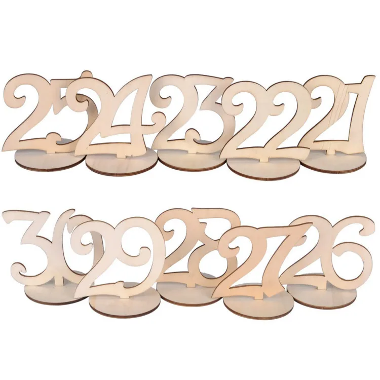 

Table Numbers 21-30 Wood Wooden Wedding Table Numbers with Holder Base for Wedding Party Home Decoration Vintage Birthday Event