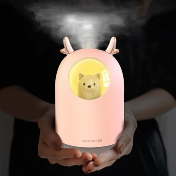 

Home USB Humidifier 300ml Cute Pet Ultrasonic Cool Mist Aroma Air Oil Diffuser Romantic Color LED Lamp Humidificador May21