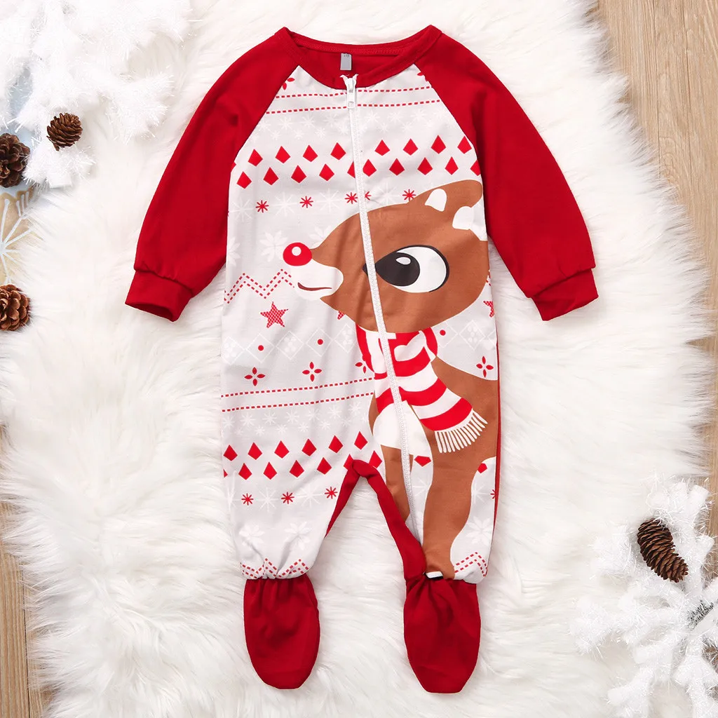 

SAGACE Christamas Deerbaby Girl Boy Cotton Romper Jumpsuit Cartoon Baby Christmas Clothes Newborn Clothes Zipper Long Romper