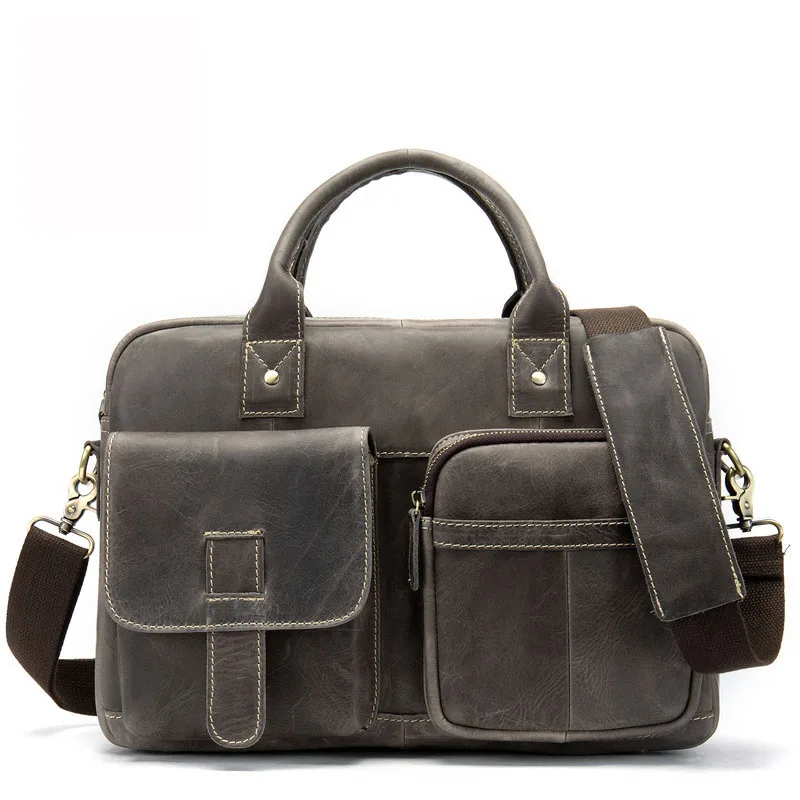 Men Briefcase Genuine Leather Handbags Large Capacity Officer shoulder bags Messenger bag lawyer