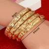 Trendy 4pcs Dubai Bangles for Women Men Gold Color Wide Bracelets African Ethiopia Jewelry 3