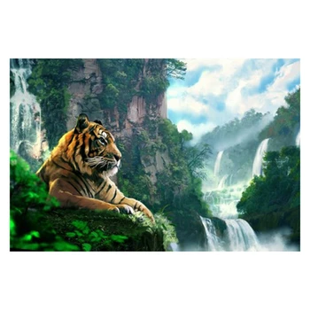 

DIY Diamond Painting Diamond Tiger Full Diamond Embroidery Home Decoration Painting Green Mountain & Waterfall
