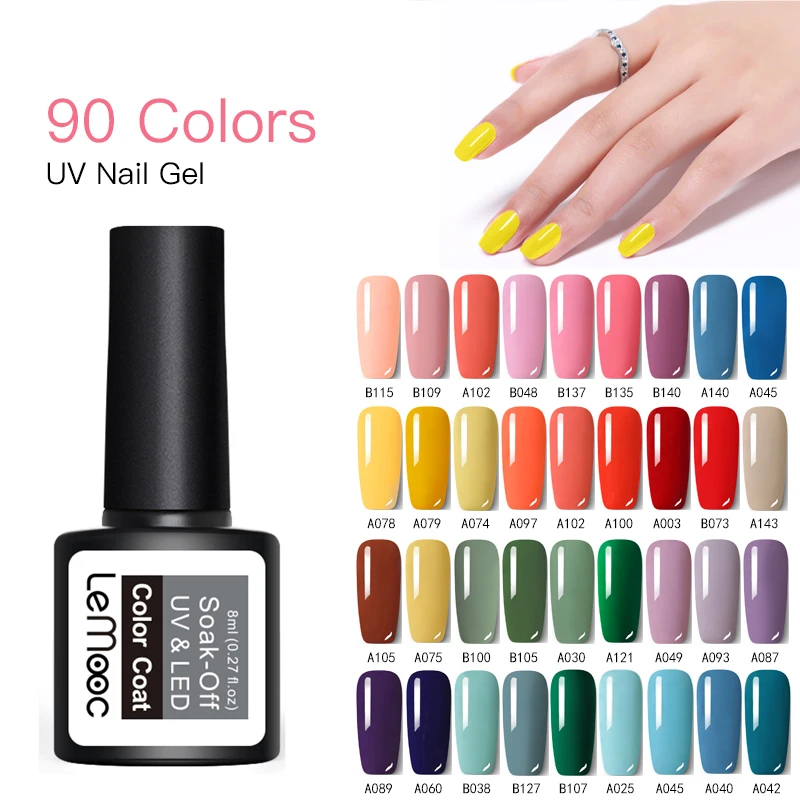 

LEMOOC Gel Nail Polish Set Nails Soak Off Semi Permanent Top Base Coat UV Gel Varnish Nail Art Decoration For Nails